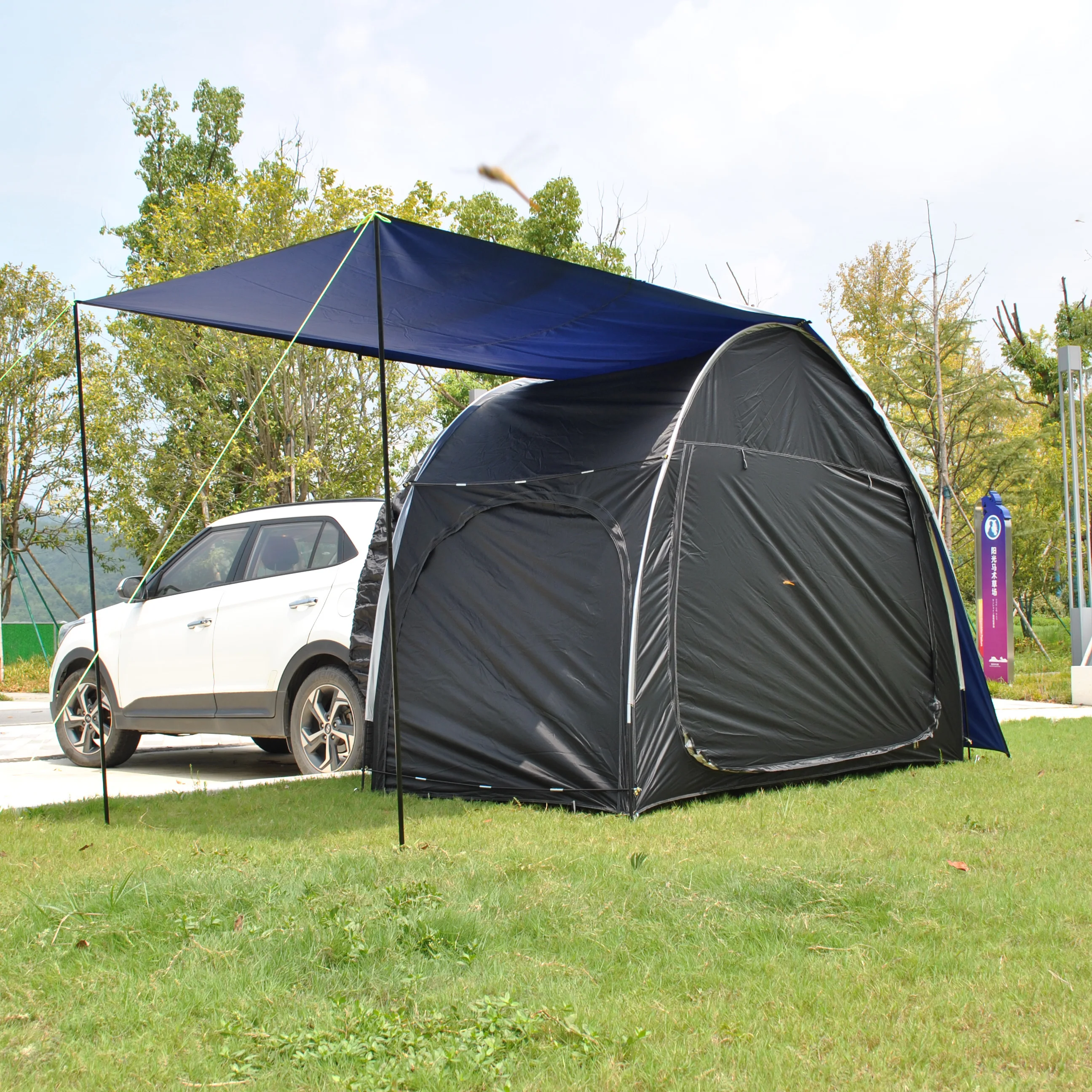 Add Raincover Car Tailgate Tent with Canopy,2 Person Tram Tent, Double Layer Trailer Tent,SUV Tent,car Rear air Conditional Tent