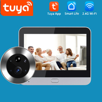 Tuya smart home Door video peephole， doorstep HD doorbell camera wifi,Remote viewing through mobile app, connected to 2.4G netw