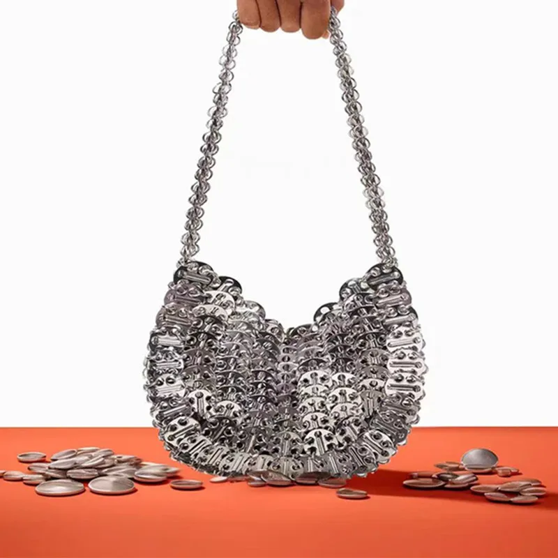 

Luxury Designer Bag Women's Bag Handbag Hand Woven Metal Hollow Female Tote Bag Travel Holiday Women Evening Bag Shoulder Bag