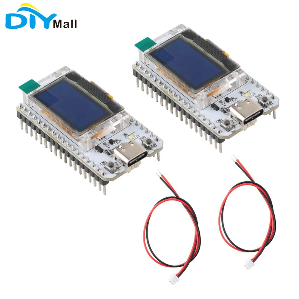 

2Sets ESP32 WiFi Kit 32 V3 Version Development Board 0.96 Inch Blue OLED BLE IoT Dev-board Full Frequency（Soldered Pin Header )