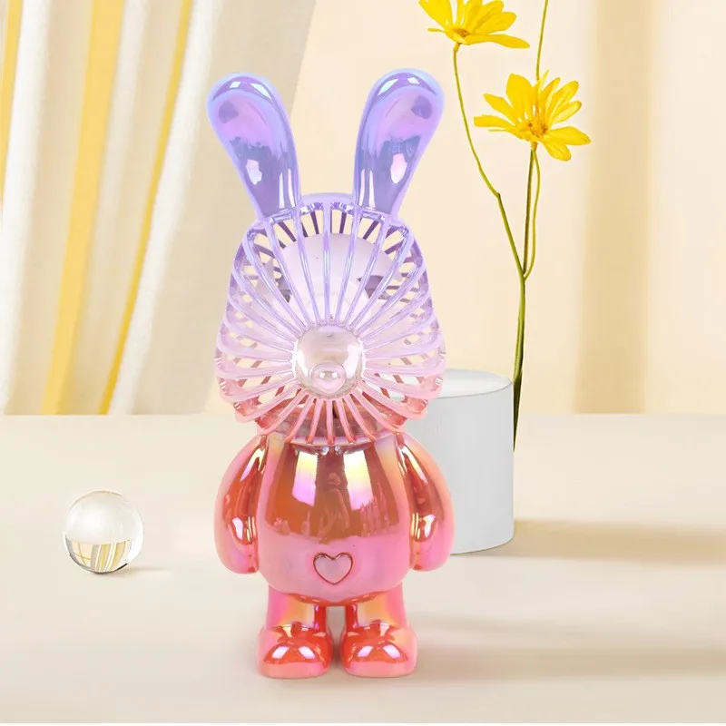 Mini Handheld Fan, USB Rechargeable, Cooling Fan, Battery Hand Fan, Outdoor Bunny, Colorful Wedding Gift, Ornaments
