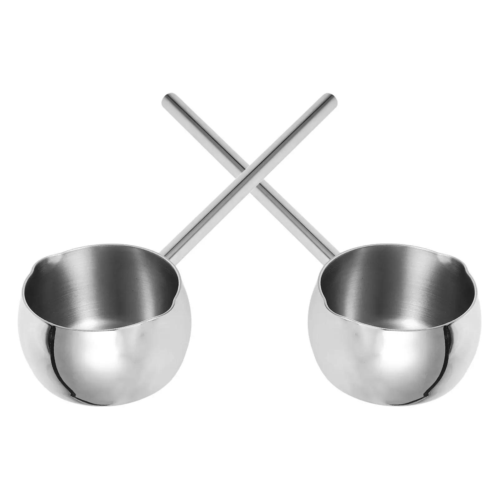 

2Pcs Stainless Steel Mini Oil Pot 300Ml Butter Warmer Pan Quick Heating Space Saving Stove Top Cooking Pot for Sauces Soups