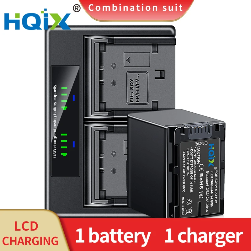 HQIX for Sony DCR-SR82 SR300 SX40 SX41 SR85 SR87 SR220 SX60 HC7 HC16 HC38 HC45 HC47 HC48 Camera NP-FH70 Dual Charger Battery