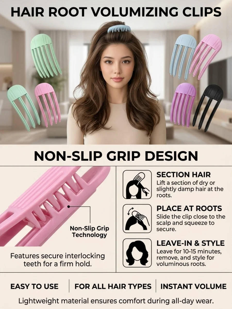 Women Curling Fixed Shape Clips Fashion Volume Hair Roller Fluffy Hairpin Curling Bangs Clips Hair Roots Volumizing Hair Clips view 5