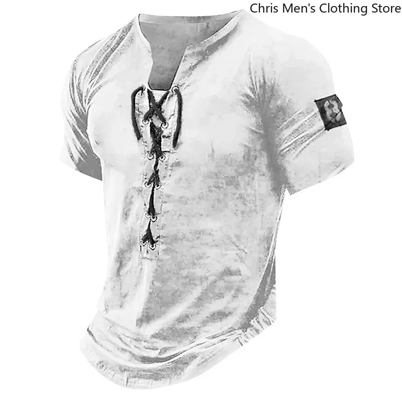 جديد الرجال الخامس الرقبة تي شيرت تقليدي كم قصير عادية القطن تي شيرت الصيف أزياء من الدانتل حتى ثلاثية الأبعاد الرقمية المطبوعة بلايز رجل الملابس #3