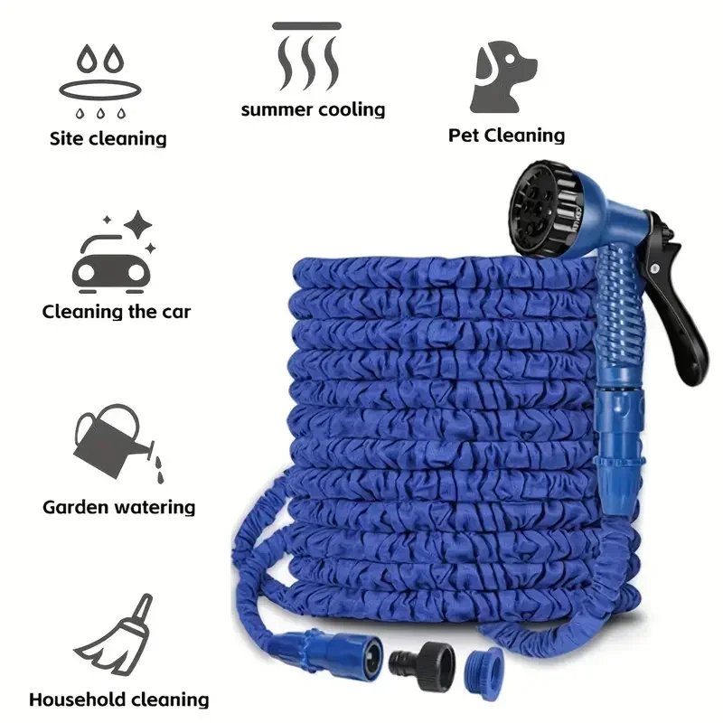 Magic Garden Watering Hose Water Flexible Expandable Hose Pipe Car Wash EU Quick Connector Green Blue 25FT-100FT