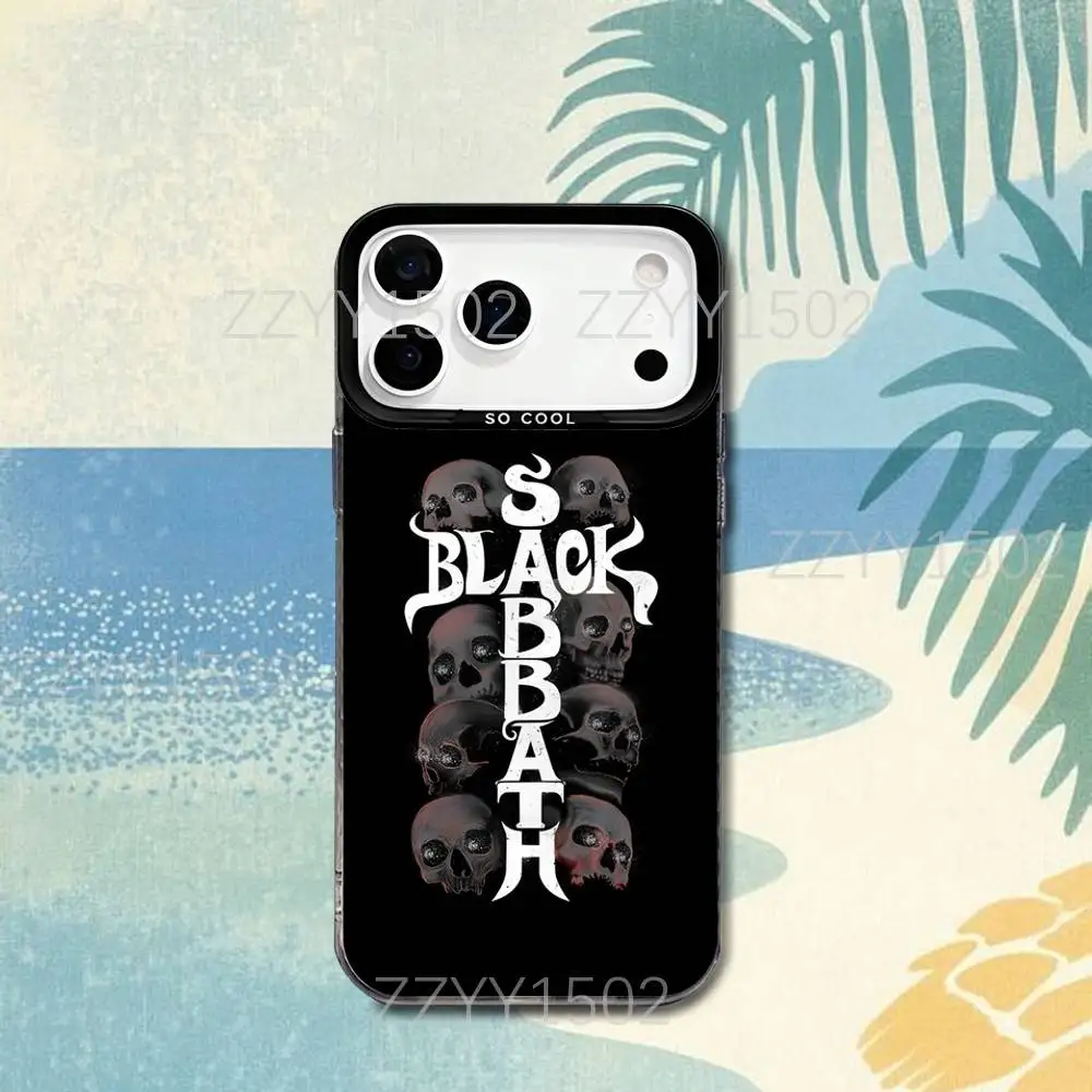 حافظة هاتف B-BlackS S-Sabbath Paranoid لهاتف iPhone 17,16,15,14,13,12,X,8,Pro,Max,Plus,SE4,Air, Mini HD Black IMD Matte