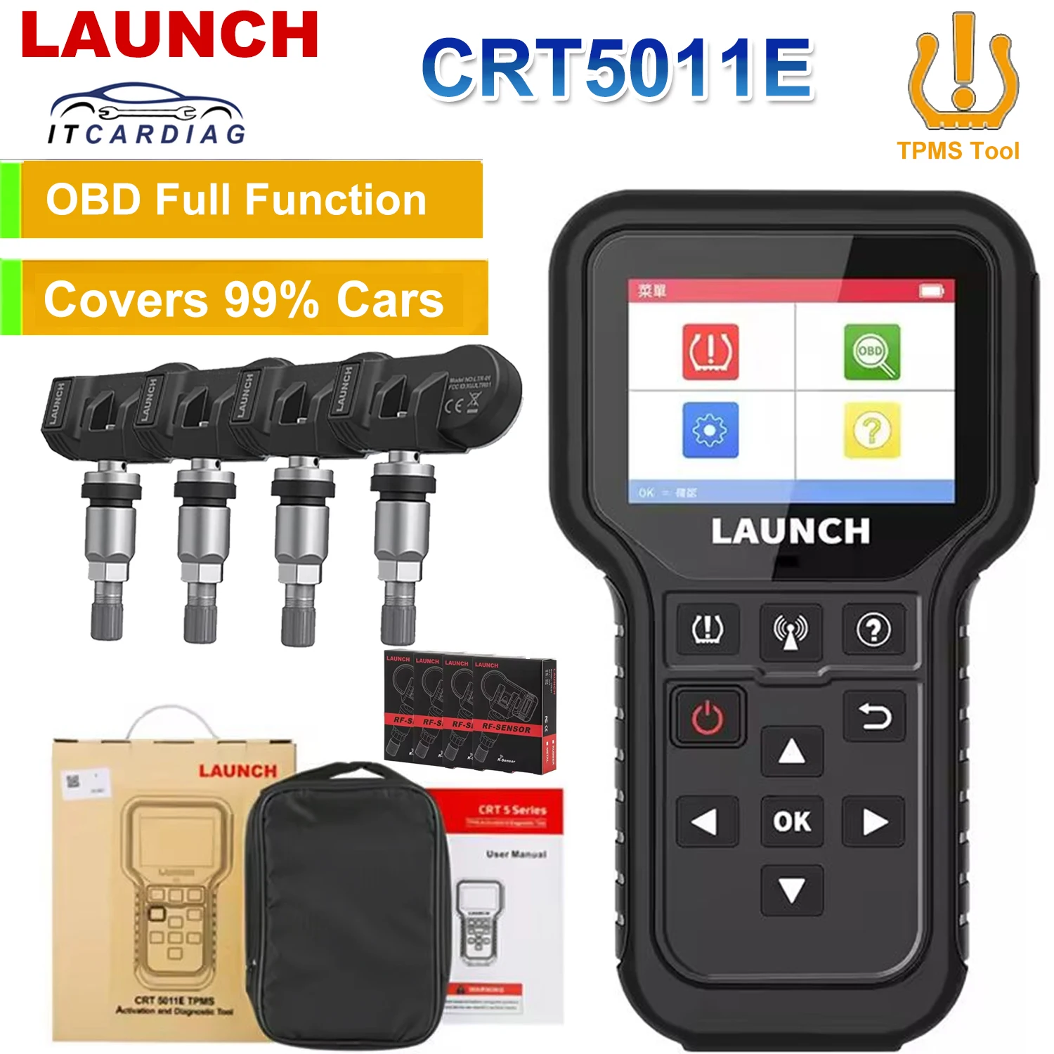 

LAUNCH X431 CRT5011E TPMS Activation Diagnostic Tool with LTR-03 RF Sensor 315MHz&433MHz Activation Programing Learning Reading