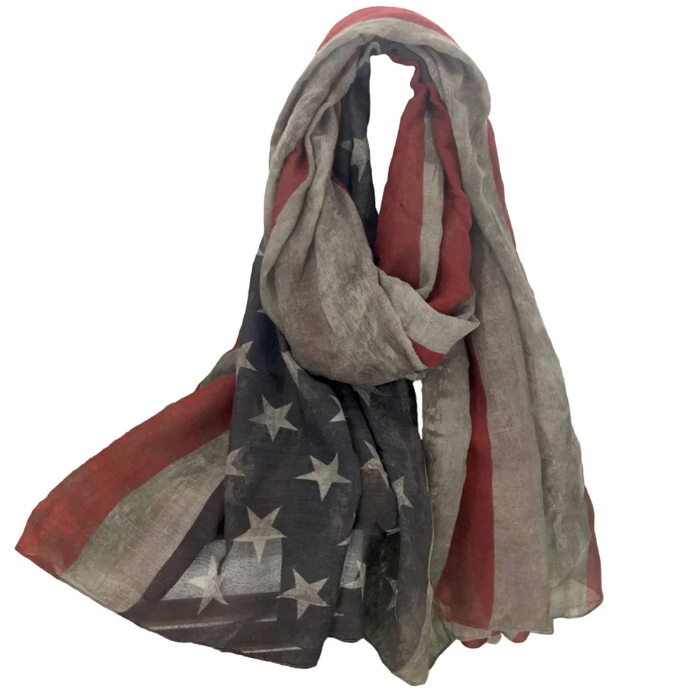 

Flag Design Scarf for Women 200x100cm Grey Retro National Print Lightweight Soft Shawl Ideal Gift for Friends Fabric Scarf