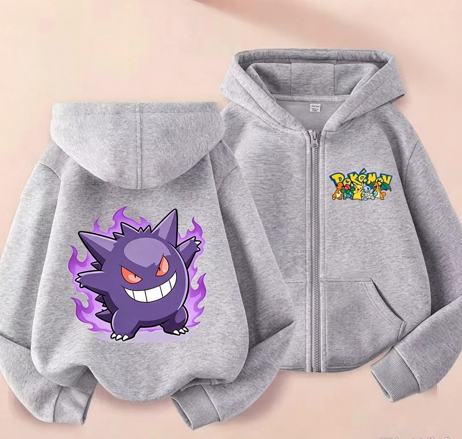 Pokémon Anime Zip-Up Hoodie Long Sleeve Spring/Fall Lightweight Sweatshirt Birthday Gift