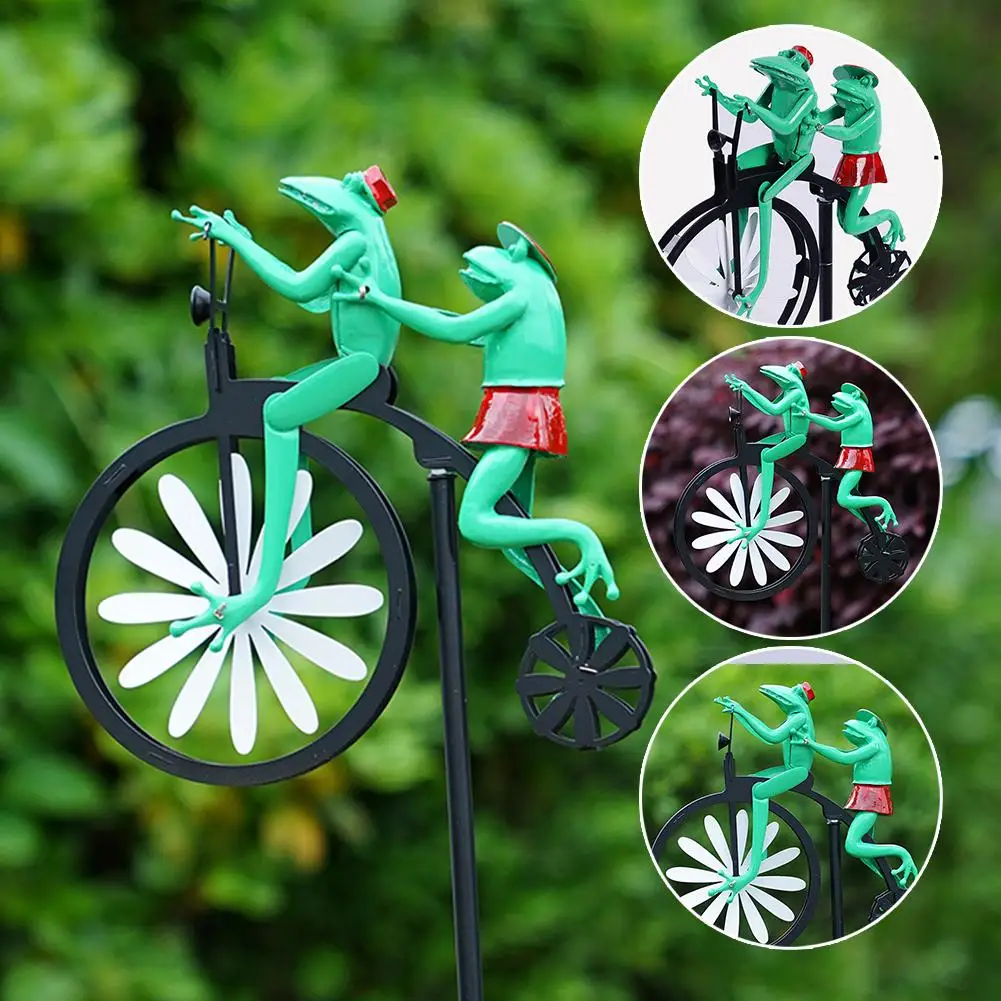 

Frog Bike Ride Iron Windmill Animal Yard Fashion Garden Decorative Yard Quality Garden Crafts Decors High Z8J8