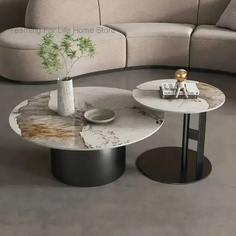 

Slab Round Italian Coffee Table Luxury Rock Modern Living Room House Designer Side Table Mesa De Centro Sala Home Furniture