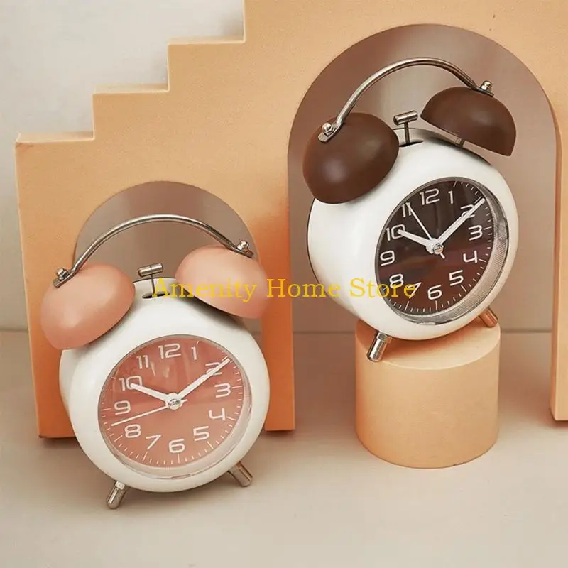 F26C Small Analog Alarm Clock,Battery Operated Desk Table Shelf Clock Night Light