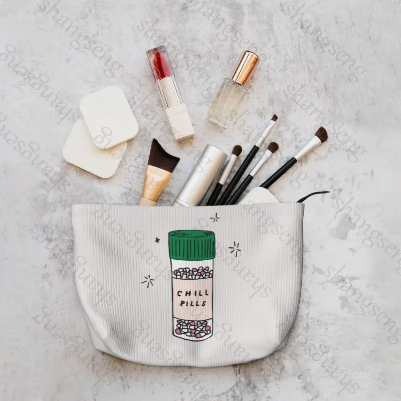 Cute pills Corduroy cosmetic bag toiletry storage bags ladies box luxury travel zipper storage bag