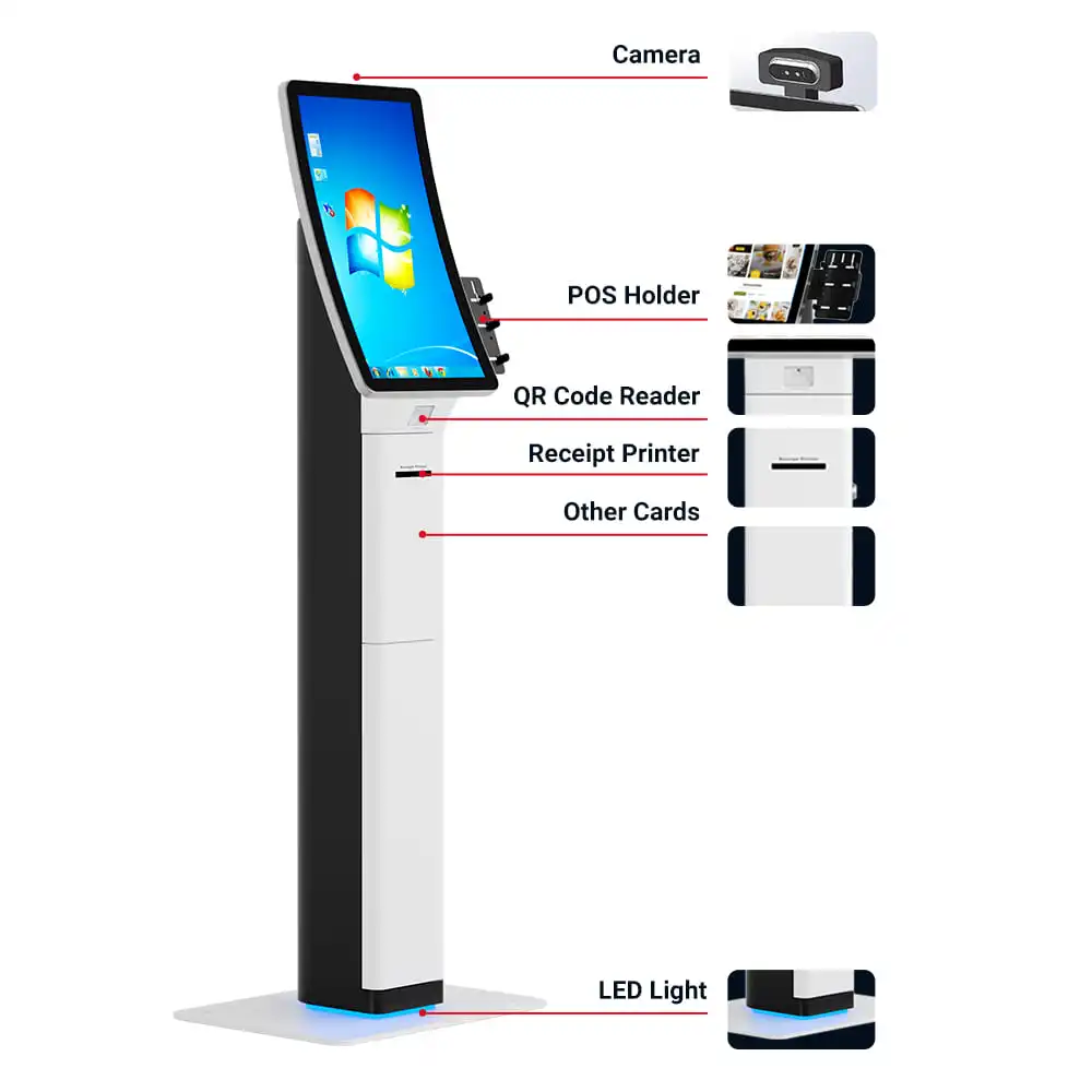Freestanding 23.6/32 Inch Ticketing Kiosk Machine Self Service Terminal Ticket Touch Queue Kiosk