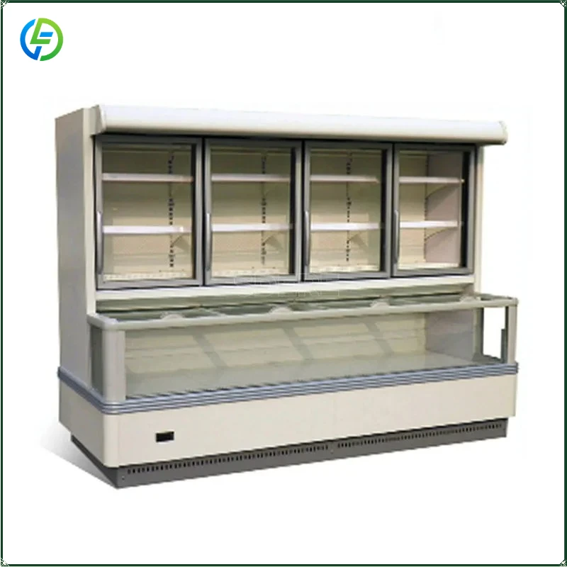 Supermarket Combined Type Freezer Island Freezer Display Walls Ice Cream Freezer FL Customized