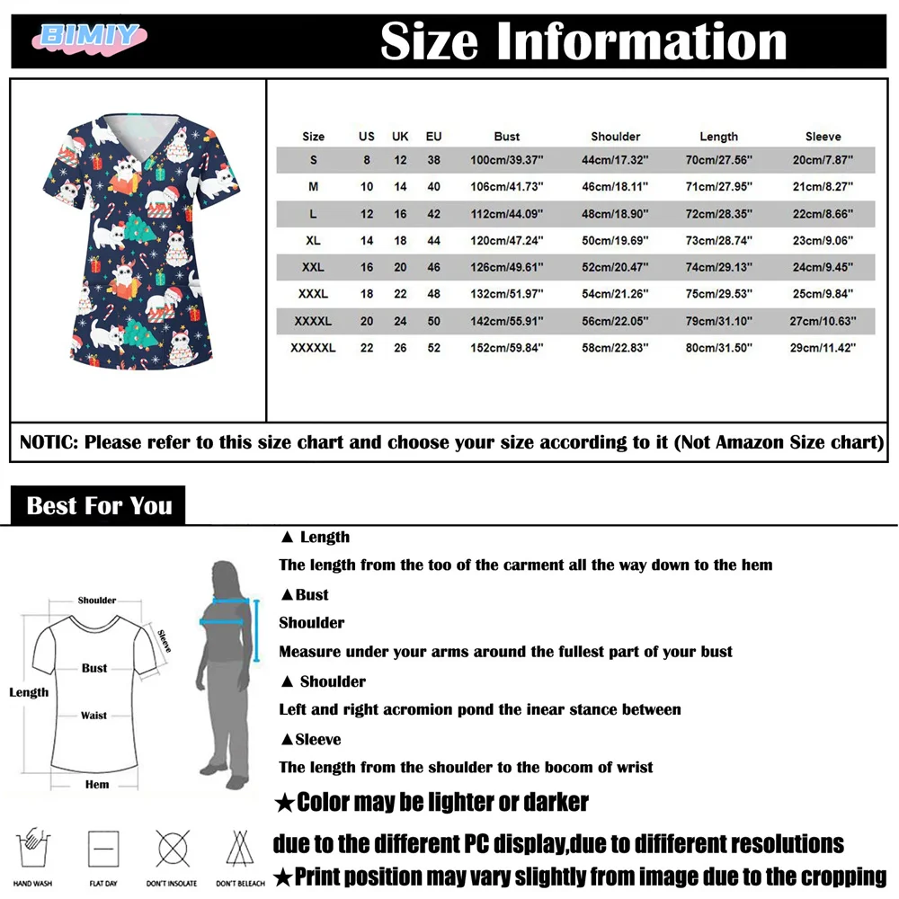 Haut de gIslande médical à manches courtes et col en V pour femmes avec poches, uniforme de soins infirmiers déformables, Économie de Noël