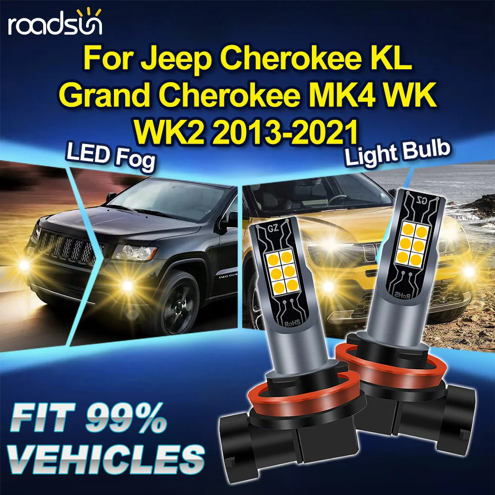 

2 шт. автомобильных светодиодных противотуманных фар без ошибок для Jeep Cherokee KL Grand Cherokee MK4 WK WK2 2013-2021