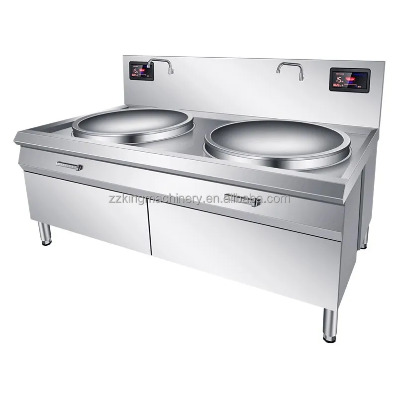

Коммерческая индукционная плита-вок с тумбой, двойная электрическая плита для жарки с функцией перемешивания