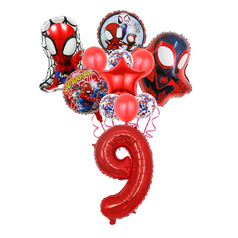 Spiderman Birthday Decoration Spidey And His Amazing Friends Party Supplies Aluminum Foil Balloons For Kids Disposable Tableware