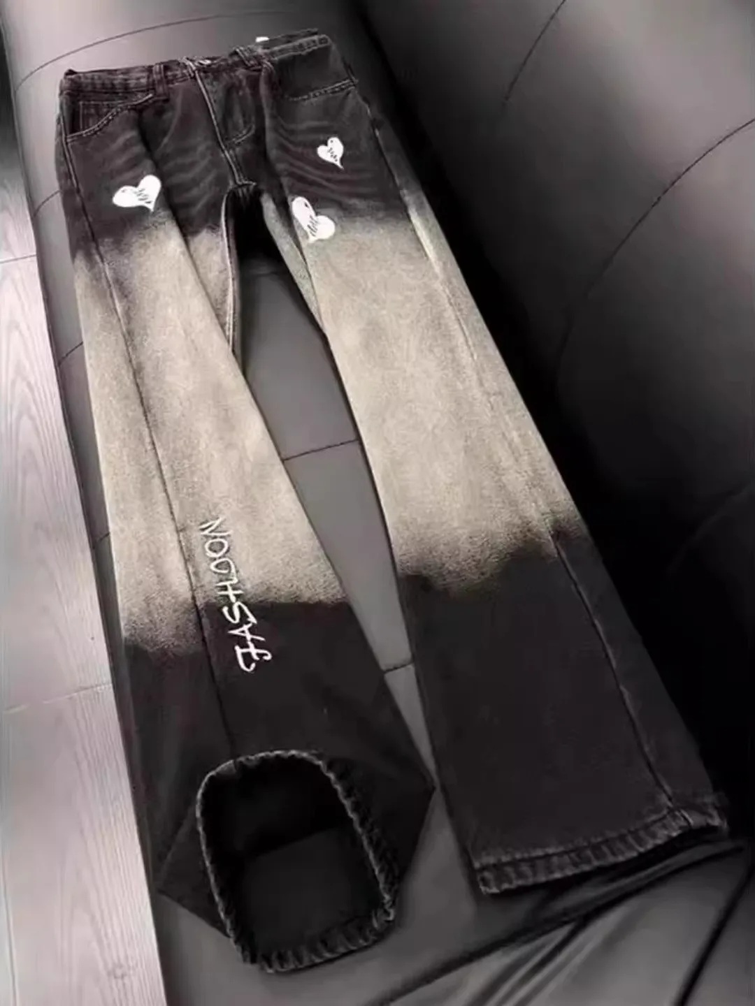 

Мужские джинсы American High Street Vibe Heavyweight с вышивкой букв, модные прямые расклешенные брюки для весны и осени