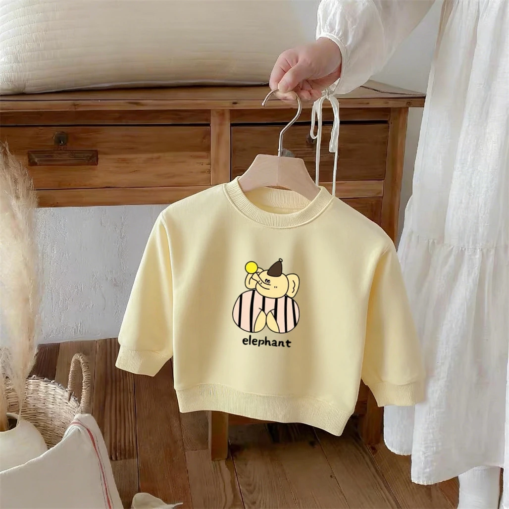 Boys Seatshirts Ice Cream Print Tops Cute Fashion Child's Clothing Simple Versatile Pullovers Kids New Loose Casual Autumn Wear