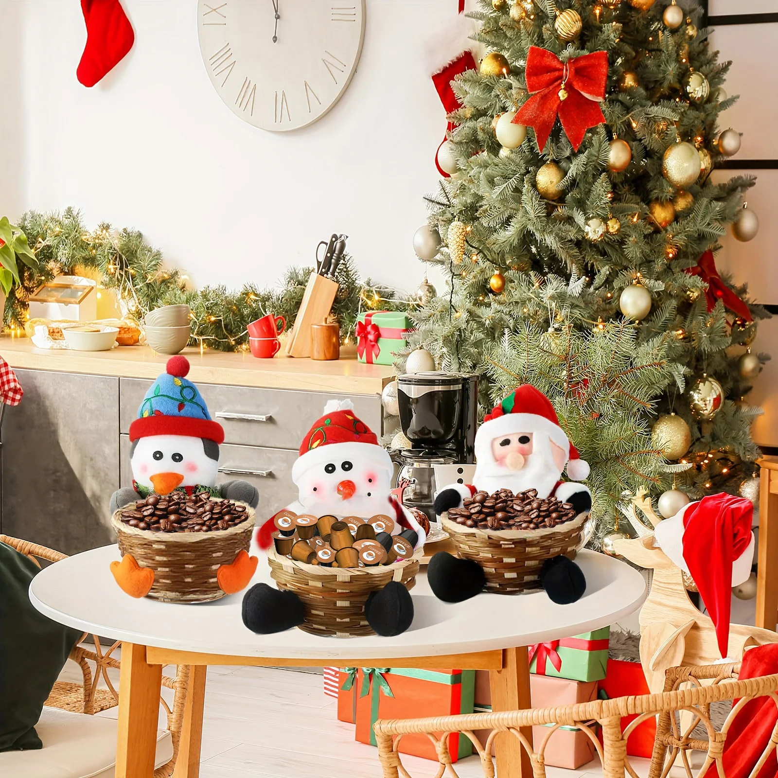 1 قطعة عيد الميلاد الديكور سلة الحلوى سلة مغزولة عيد الميلاد منضدية الديكور للمنزل هدايا عيد الميلاد السنة الجديدة 2025 #4