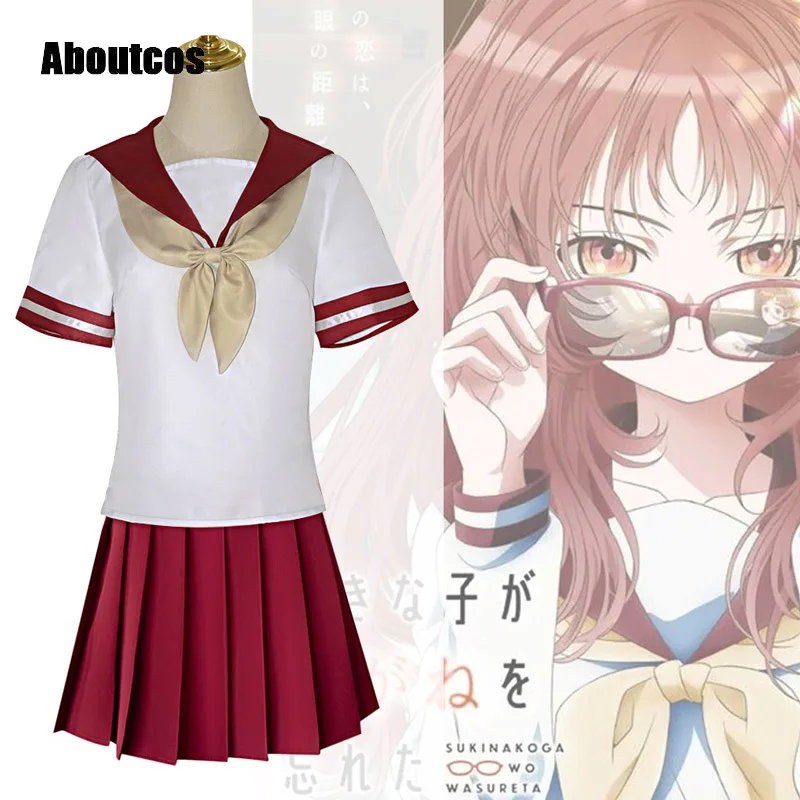 

Suki Na Ko Ga Megane o Wasureta Cosplay Aboutcos Costume Woman Clothes Tshirt Skirt Tie Sets School JK Uniform Student's Summer