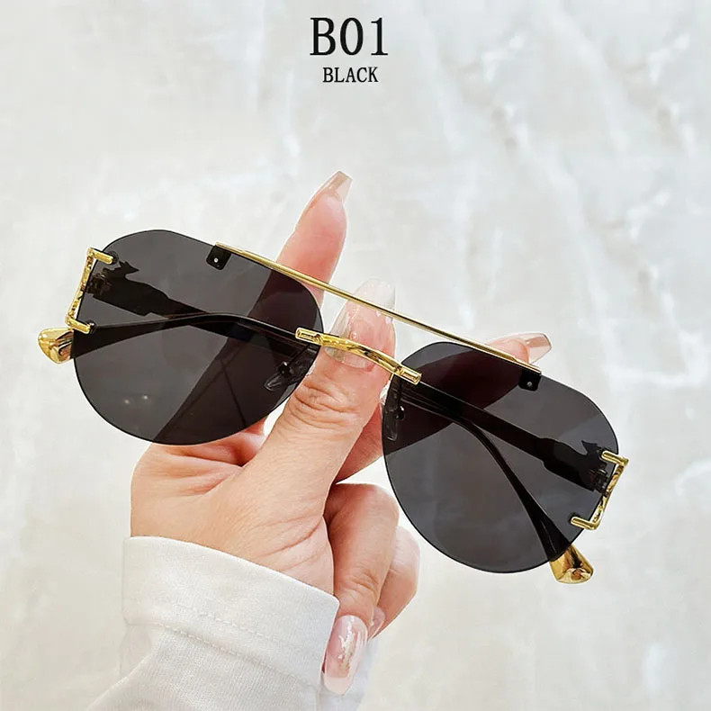 Randlose Designer Sonnenbrille Frauen Trendy Luxe Mode Sonnenbrillen Männer Vintage Gläser Lentes De Sol Mujer Lunette Soleil Femme – Detail 1