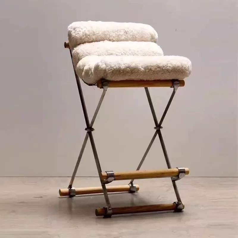 Silla de recepción alta y sencilla y moderna, isla de diseño creativo para el hogar, bar en familia, silla de recepción de acero inoxidable