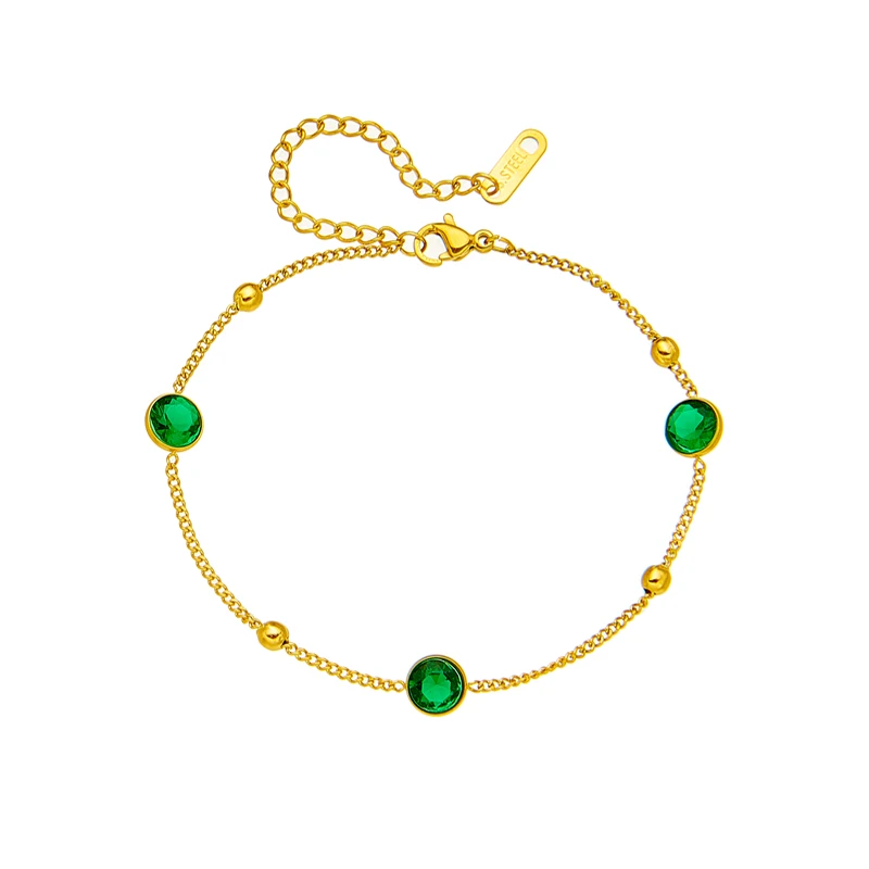 XIYANIKE 316L Stainless Steel Women Bracelet Gold Color Green Crystal Decoration Bracelets for Women New Fashion Lady Jewelry image 2
