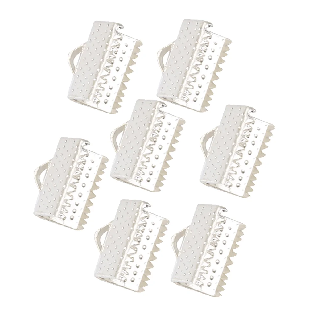 100 PCS Textured Crimp End Clamps Ribbon Pinch Crimps Cord Ends Jewelry Finding Optional