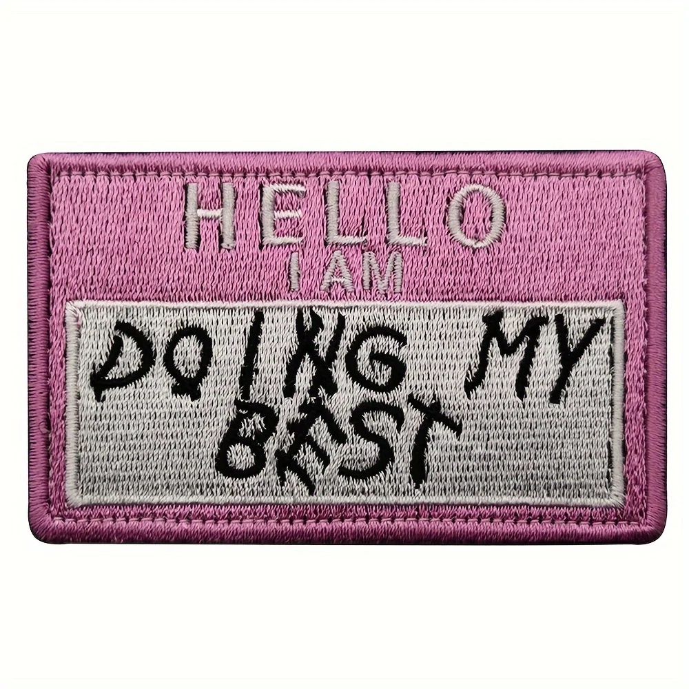1 Stück „DOING MY BEST“ taktischer Moral-Klettverschluss mit Klettverschluss – besticktes Fastner-Abzeichen für Molle-Rucksäcke, Mützen, Weste