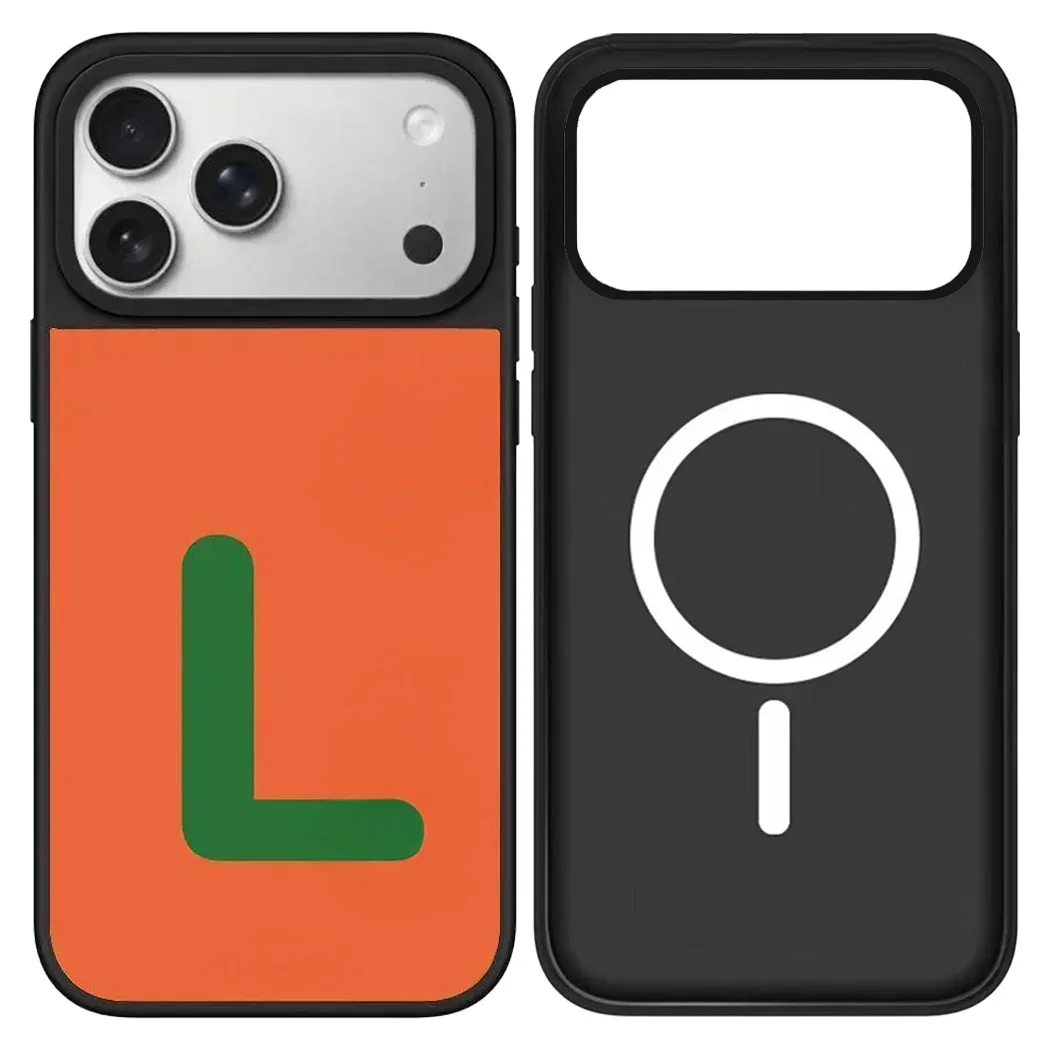 

Orange Green Letters L Mirror / Acrylic Magnetic Case: Compatible with IPhone 17 16 15 14 13 12 Pro Max 17 Air