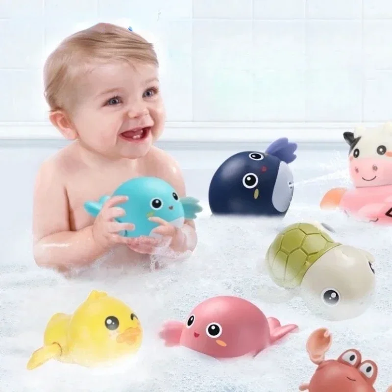 Summer Bath Toys Kids Swimming Clockwork Dolls Play Water Baby Bathing Cute Funny Children Bathroom Shower Bathtub Animals Toy