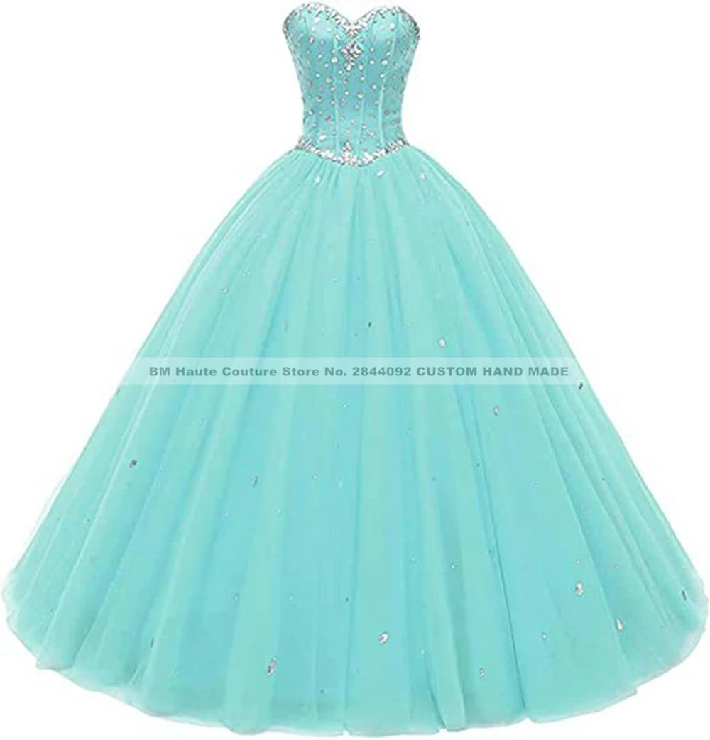 Gaun Pesta Dansa BM Gaun Quinceanera Tulle Gaun Ulang Tahun Gadis 16 "Manis Pesta Prom Buatan Tangan Vestido 15 Anos