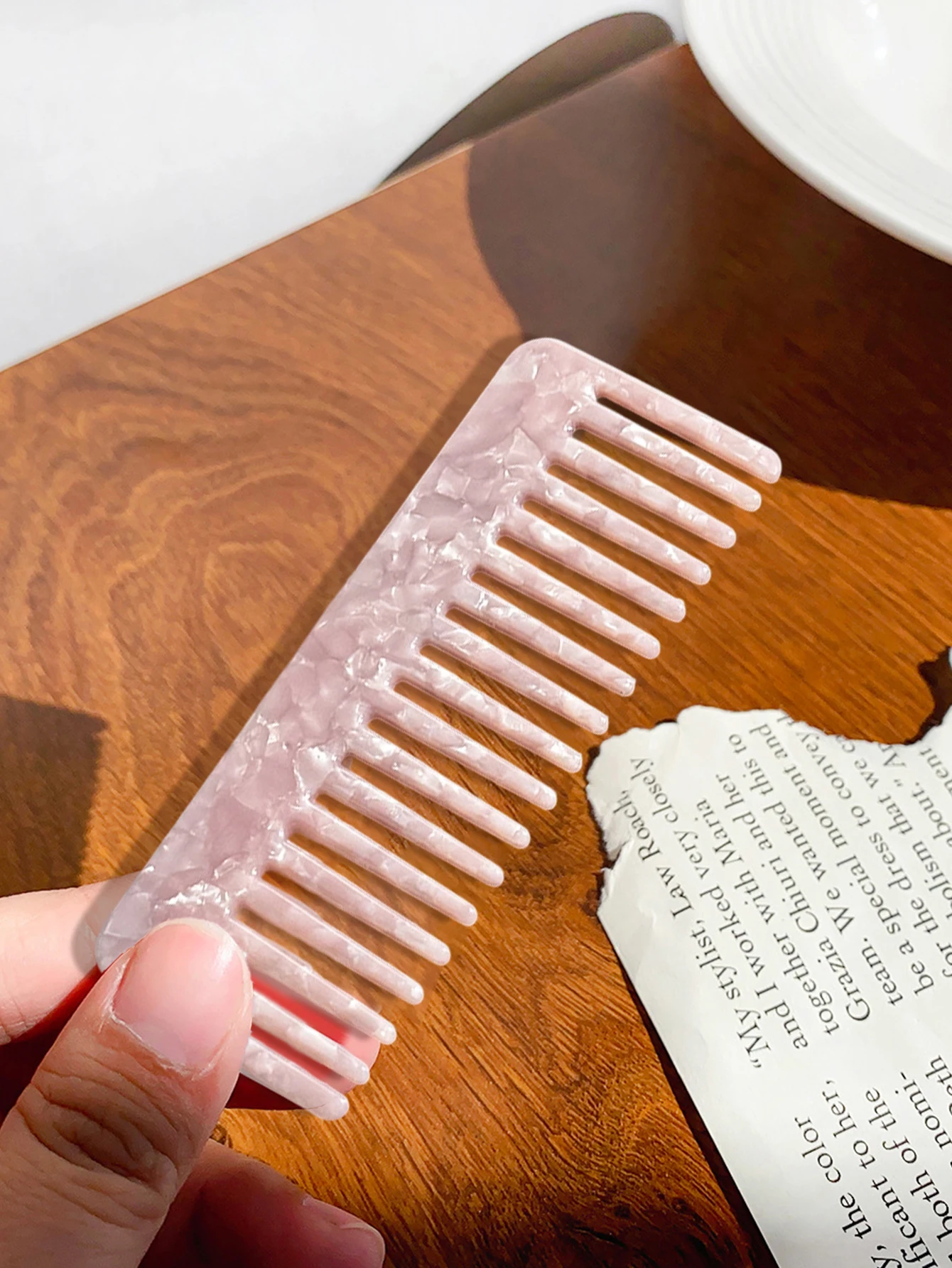 

Acetate Fiber Wide Tooth Comb Anti Static Detangling Design Colorful Pattern Hair Tool Portable Travel Womens Hair Accessories