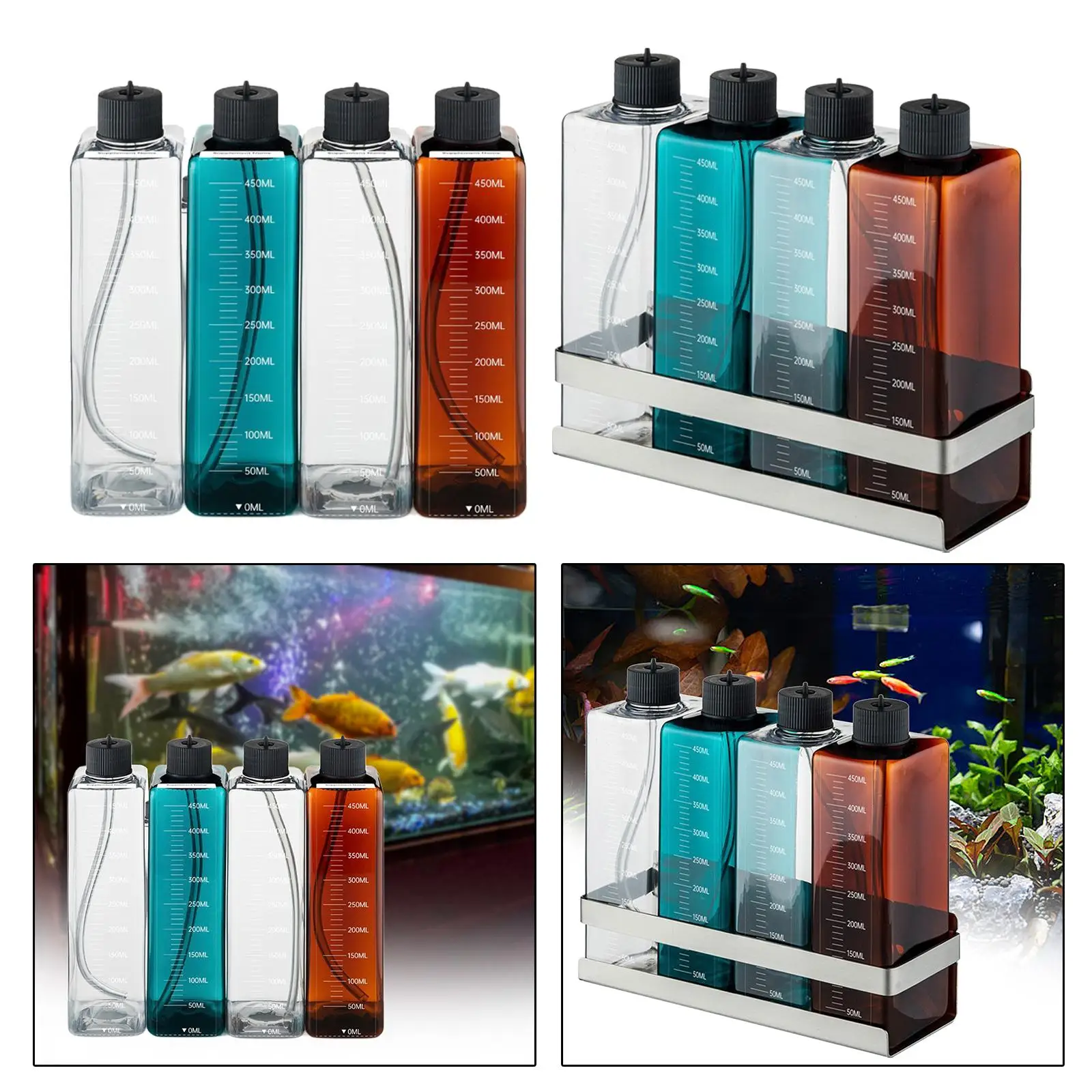 Pack of 4 grass tank titration bottles, versatile for replacement