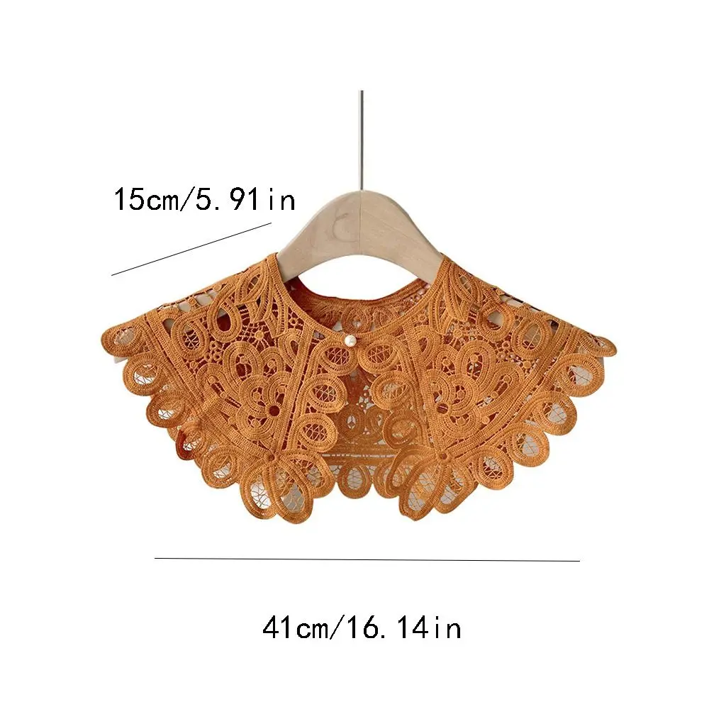 Robe à Col Rond en Dentelle, Faux Col, Châle Décoratif avec des Perles Décoratives