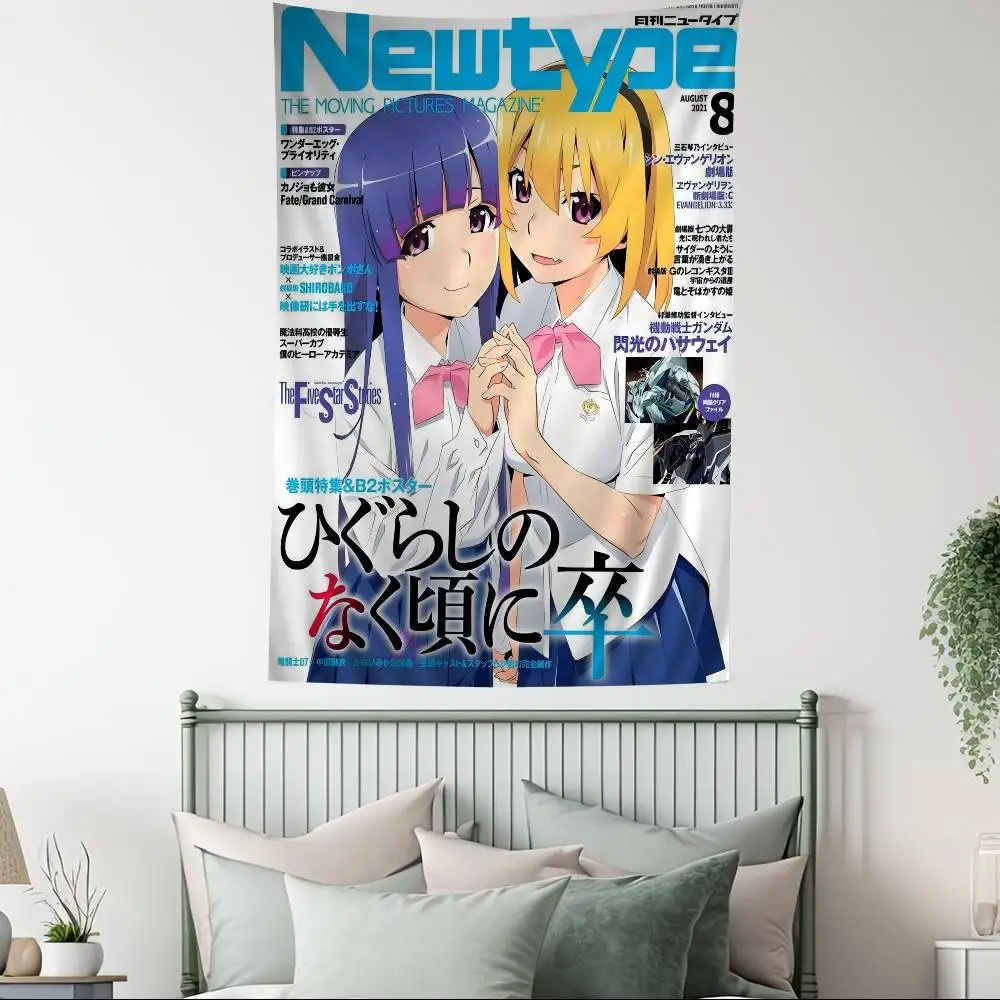 Higurashi When They Cry Anime Wandteppich zum Aufhängen, Tarot, Hippie-Wandteppiche, Wohnheim, Heimdekoration