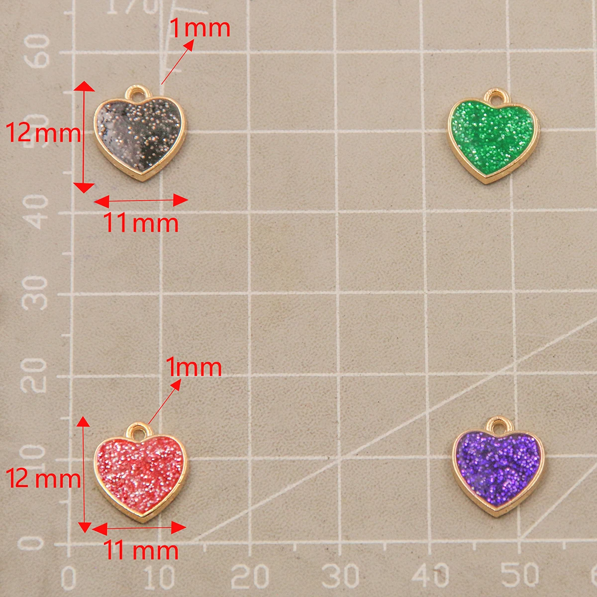 20PCS 11*12mm 8 Color Wholesale Metal Alloy Shiny Heart Charms Drip Oil KC Gold Pendant For Jewelry Making DIY Handmade Craft