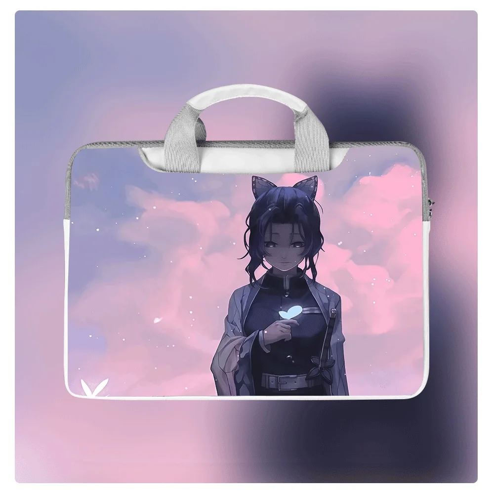

Cute Anime Laptop Storage Bag 12-16 Inch Demon Slayer Printed Waterproof Shockproof Plush Lined Shoulder Handbag Student Gift