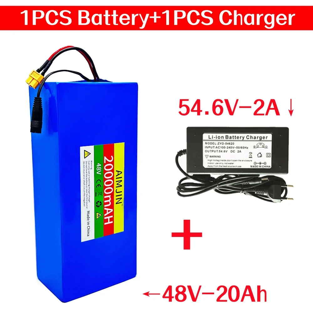 18650 battery pack 48V 20Ah 13S5P electric bicycle lithium-ion battery with 20A BMS charger