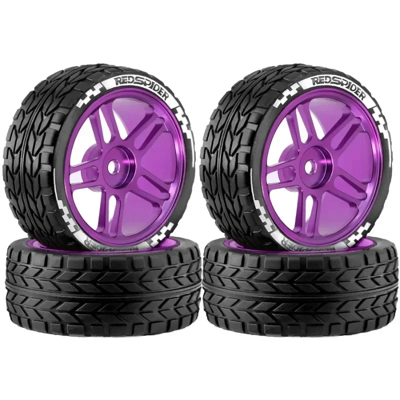 

1/10 RC Racing Wheels Tires Set - 12mm Hex Metal Rims for HSP HPI Kyosho - On-Road Tamiya TT01/TT02/XV01/XV02 Car Upgrade