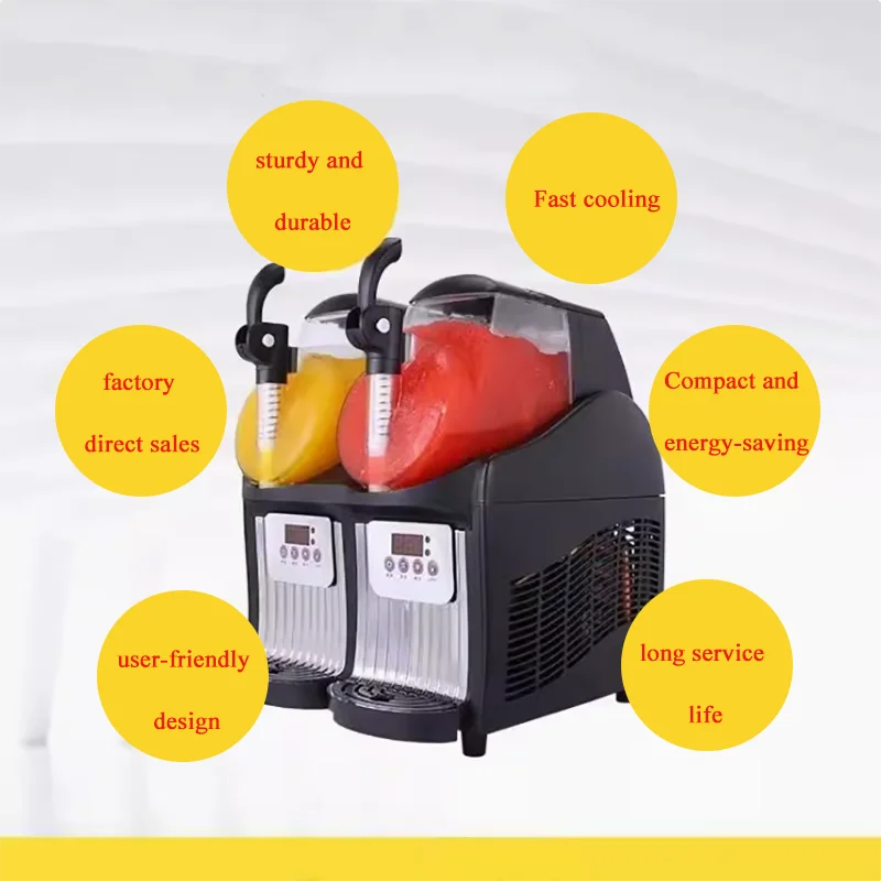 Commercial Two-Cylinder Slush Machine for Milk Tea Shops Household   Use Double Cylinder Juice Cola Dispensing Wholesale Fast Ic