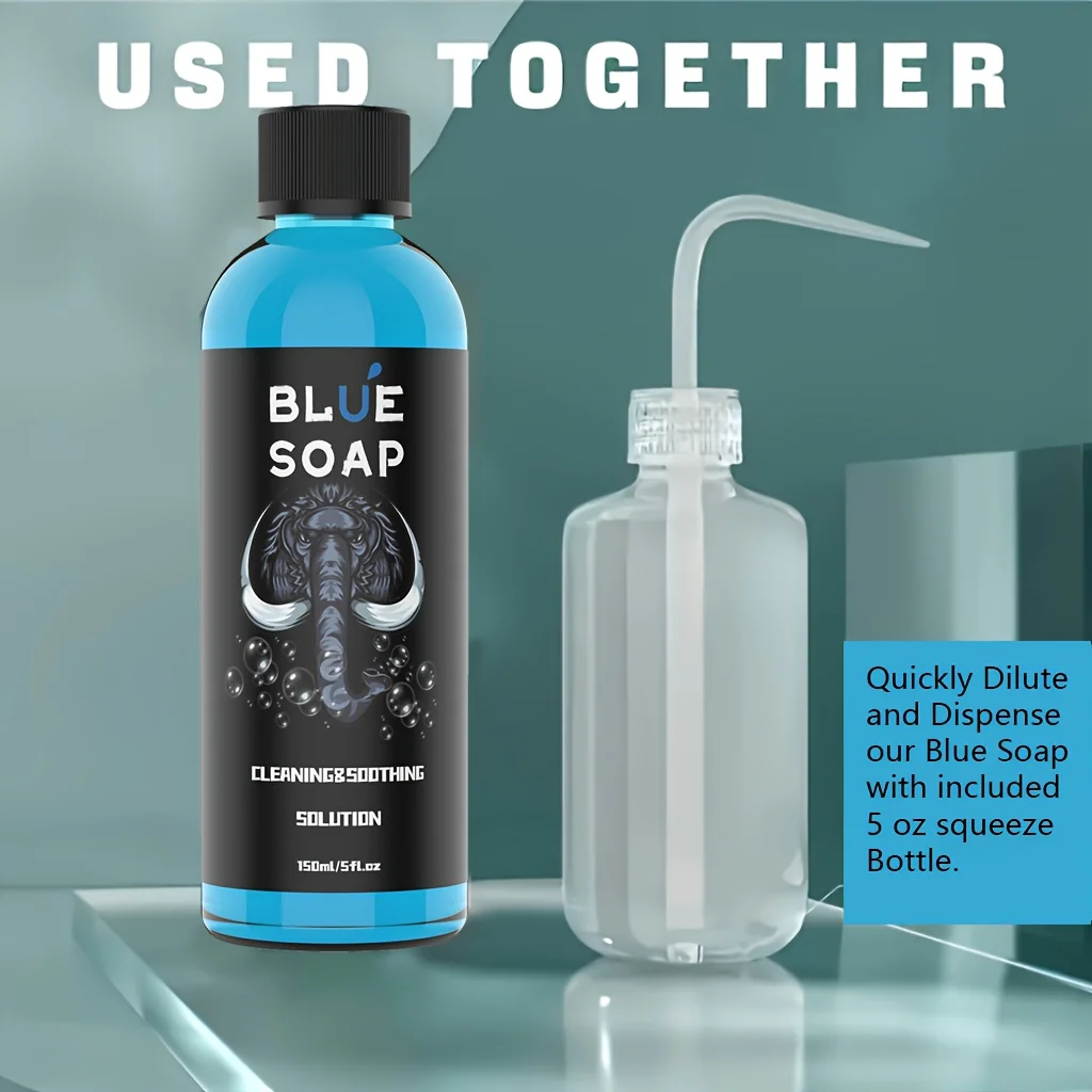 Jabón Tattoo Blue de 5 oz con bomba espumosa - Limpiador profesional para el cuidado posterior del tatuaje y estudio