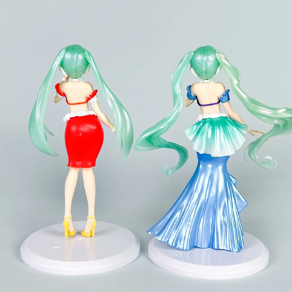 Nuevo 20cm Hatsune Miku figuras de Chica de Anime traje de baño sirena Miku adorno figuritas muñeca modelo coche decoración niños juguetes Fans regalo