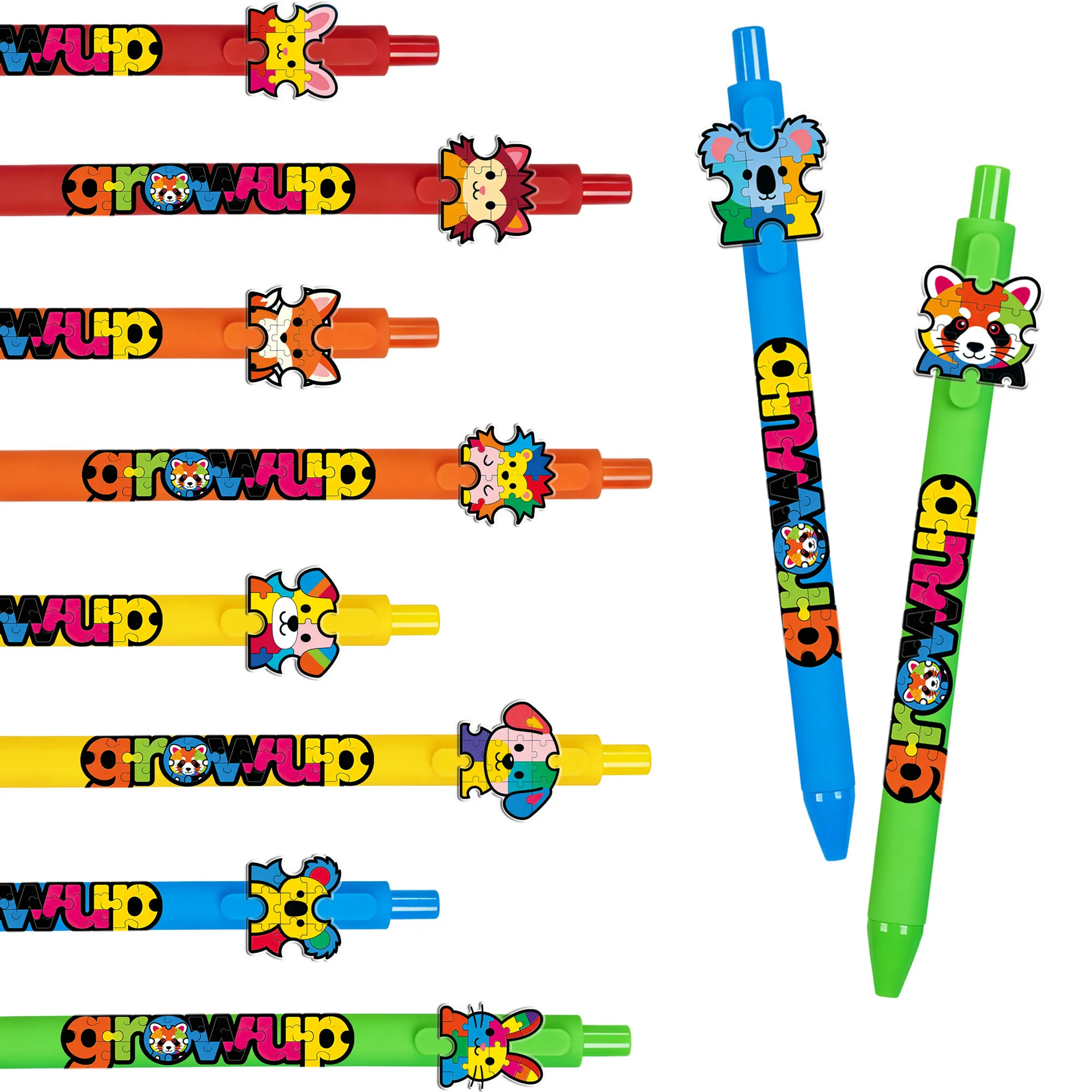 

10pcs/11pcs Autism Color Animal Puzzle Theme Ballpoint Pen Small Animal Pattern Student Writing Office Supplies Party Gifts