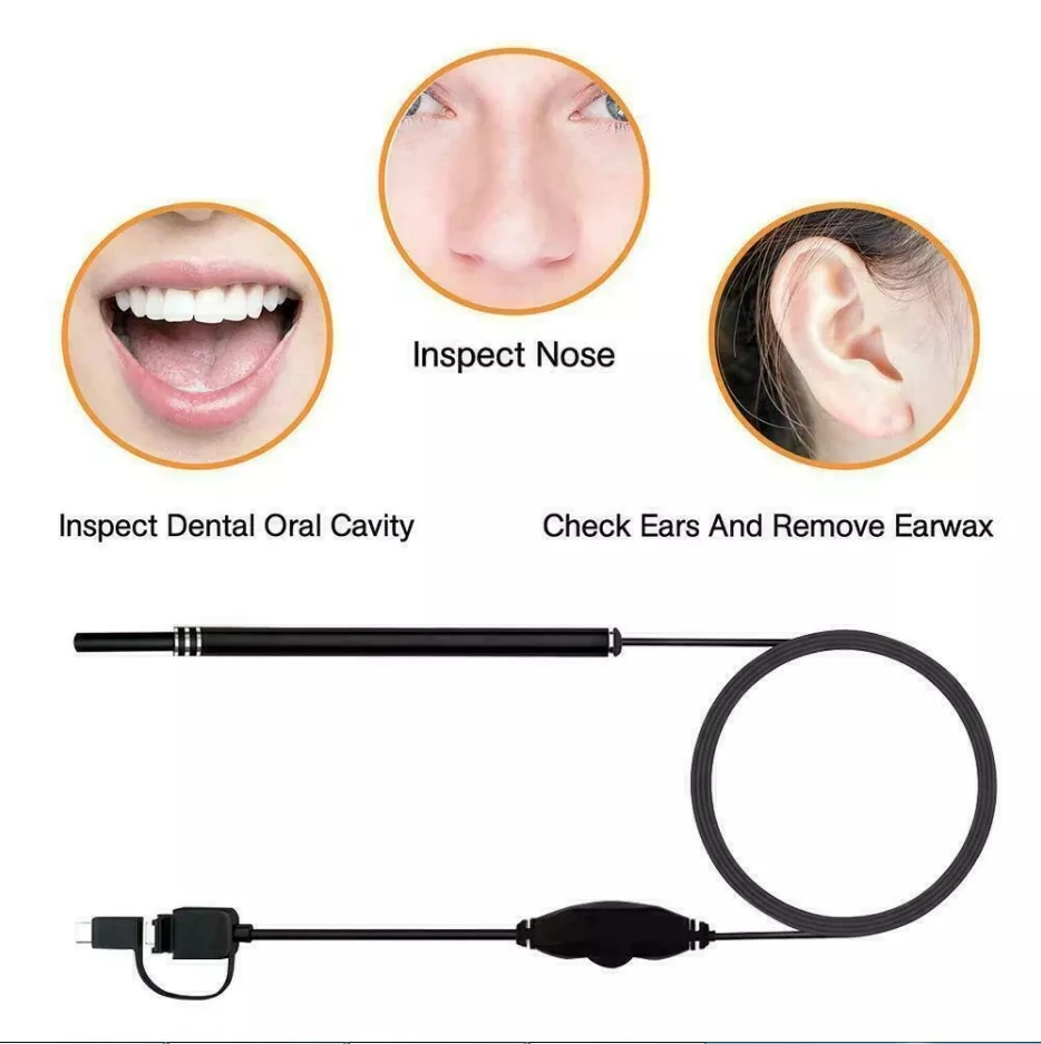 USB HD Visual Ear Wax Cleaning Endoscope Digital Spoon Light Camera Borescope Android PC Tablet Earwax Removal Pick Cleaner Tool