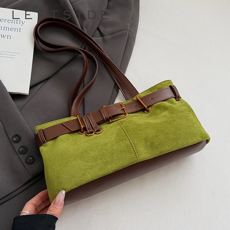 

Левая сторона, женская маленькая сумка на плечо из искусственной замши, зимняя простая квадратная сумка-тоут 2024, роскошные дизайнерские однотонные сумки и кошельки